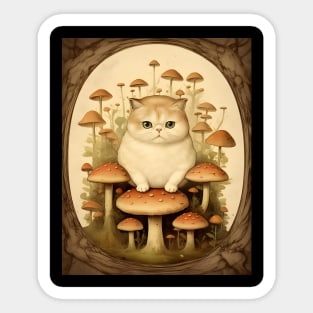 Feline Forest Fungi: Whimsical Adventures of Cats and Mushrooms Sticker